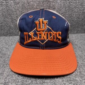 Vintage Illinois Fighting Illini Hat Cap Snap Back NCAA College Mens Basketball